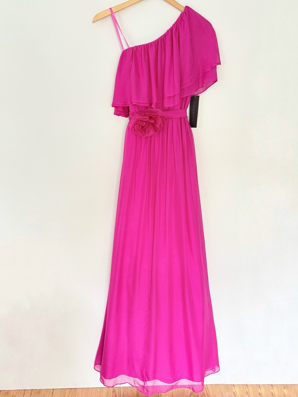 NWT Aidan Mattox Pink One Shoulder Evening Gown Size 2 Bridesmaid Wedding Guest